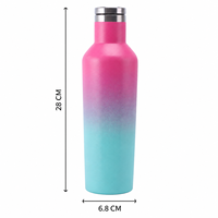 Bouteille d'eau portable réutilisable en acier inoxydable 304 à double paroi isolée sous vide de 16 oz avec bouchon à vis anti-fuite pour le voyage – Vente en gros