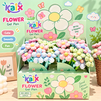 Stylos gel KAIX à fleurs, design élégant, encre gel neutre pour filles, ensembles de stylos à encre gel, dessins animés, 6 couleurs, vente en gros pour cadeau