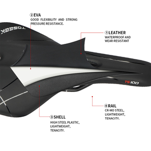 TOSEEK Vente en gros usine <span class=keywords><strong>Selle</strong></span> de vélo de route et VTT en fibre de carbone et cuir 280x155mm 7x7mm Rails ronds Ergonomique Légère OEM - Product Image 4
