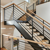 JBM Innenbereich Wohnbereich Edelstahl Eisen Treppengeländer Handlauf-Panel-System Stufendekoration Horizontale Stangen Moderne Geländer
