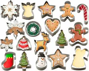 Ensemble de 8 emporte-pièces de Noël, moules à biscuits de Noël 3D en acier inoxydable avec emballage en boîte cadeau - Product Image 1