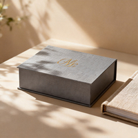 Scatola Rigida di Lusso Personalizzata per Fotolibro, Confezione per Album Fotografico con Copertina in Lino, Scatola a Forma di Libro Viola con Logo in Lamina Dorata