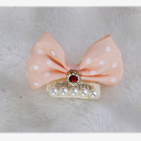 Nouvelle pince à cheveux pour chien style princesse à pois en tissu non tissé avec nœud en strass pour Yorkshire Terrier/Maltese, chats et chiens, toutes saisons