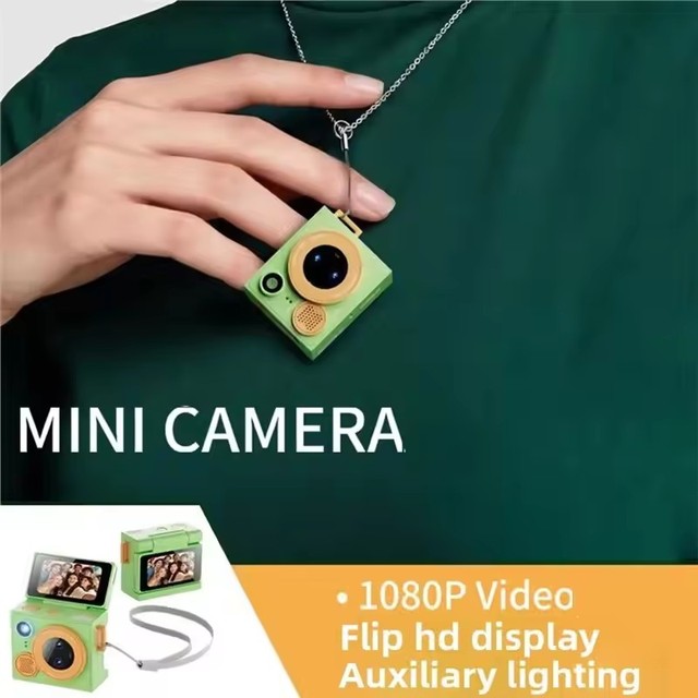 Portable Mini Thumb Camera Small Camcorder 1080P Dual Lens Retro Digital Camera 180° Flip Screen Selfile Keychain Camera