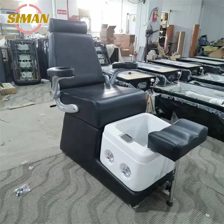 Siman red beige black grey factory professional customize foot spa salon reclining pedicure chair with cup holder