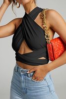 Hauts sexy pour femmes à nouer, couleur unie, mode féminine, dos nu enveloppé