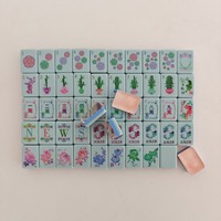 OMHJGO Set Ubin Mahjong Amerika Elegan Warna Jelly Pink Mutiara 160pcs Akrilik 3 Lapis Mahj untuk Permainan Catur Perjalanan Ubin Mah Jongg