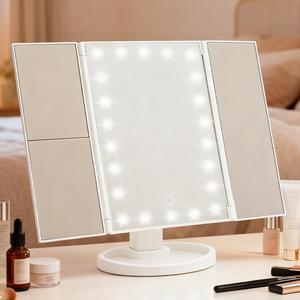 Dimmable LED Foldable Vanity <b>Mirror</b> Makeup Cosmetic <b>Mirror</b> USB Rechargeable Portable - Product Image 4