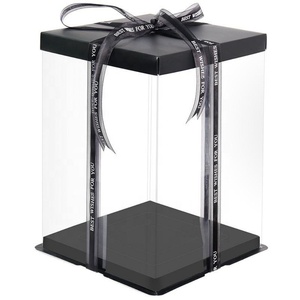 Wholesale 12 Inches Transparent Food Grade Plastic Cake <b>Box</b> <b>Clear</b> Packaging <b>Gift</b> <b>Box</b> UV Advantage Mini Square Shape Embossing - Product Image 4