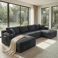 Ensemble de canapés modulaires en tissu velours côtelé, canapé sectionnel à combinaison libre, canapé paresseux, pouf de sol pour salon