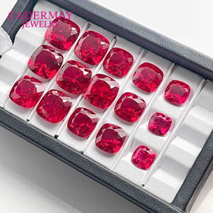 Cadermay Synthetic Ruby Cushion Cut Loose Stone 4x4mm To 15x15mm For Jewelry Making - Product Image 1