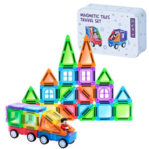 MAGPLAYER Juego de Bloques Magnéticos Mini para Viaje con Estuche, Bloques de Construcción Magnéticos, Juguetes Educativos para Niños Pequeños y Preescolares - Product Image 1