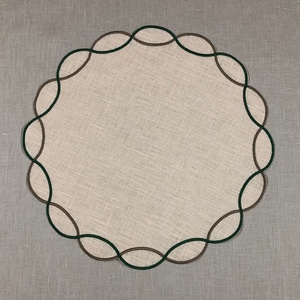 Hot Selling Modern Embroidered Edge Washed Flax Pure Circular <b>Table</b> Placemat Custom <b>Cloth</b> <b>Linen</b> Napkins Placemat - Product Image 3