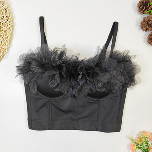 Top de tubo estilo chaleco para mujer, con diseño floral tridimensional y espina de pescado, moldeador de cuerpo, para uso exterior, ideal para <span class=keywords><strong>vacaciones</strong></span> <span class=keywords><strong>en</strong></span> la playa - Product Image 2