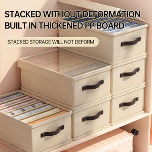 Organisateur de vêtements pour armoire domestique, boîte de rangement pliable en tissu pour jeans, organiseur de tiroir de placard, boîte de rangement de vêtements avec poignée - Product Image 4