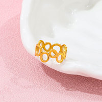Haut de gamme 18K plaine or creux emboîtement cercle anneau en acier inoxydable à la mode Simple plaqué or bijoux