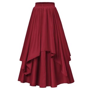 Ankle-Length Umbrella Design Casual <b>Skirts</b> Slimming High Waist <b>Elastic</b> Breathable Chiffon Washable Women's Summer A-Line Retro - Product Image 4