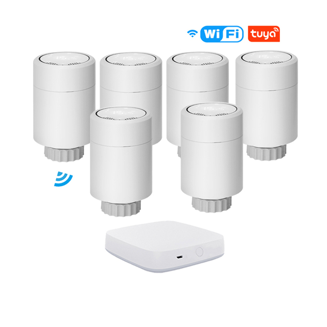 ZigBee Smart TRV Radiator Valve Thermostat Weekly Programmable Alexa Voice Control Compatible with Tuya App and Smart Life