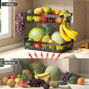 Étagère de rangement en métal à double niveau, détachable, type sur pied, panier à fruits et légumes pour l'organisation de la <span class=keywords><strong>cuisine</strong></span> - Product Image 3