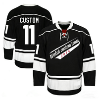 Maillots et chaussettes de hockey sur glace sublimés pour hommes adultes, 100 % polyester, anti-humidité, séchage rapide, 220g, broderie, vente en gros