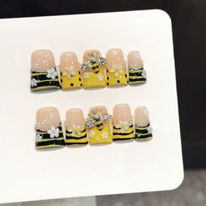 Nuevo Producto Lanzado, Composición Musical Rosa-Negro, Color Contrastante, Notas de Puntos de Polka, Uñas Hechas a Mano con Diseño de Pico de Pato Dulce y Moderno - Product Image 3