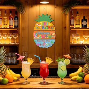 Panneau suspendu Tiki Bar Ananas 11,4 "x16,1" <span class=keywords><strong>Hawaï</strong></span> Tropical <span class=keywords><strong>Hawaï</strong></span> Été Plage Piscine Bienvenue Décoration de porte - Product Image 3