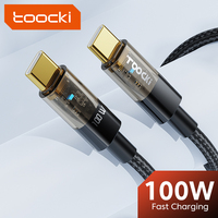 Kabel USB C Toocki Universal 100W Pengisian Daya Super Cepat, Kepala Pengisi Daya Kepadatan Tinggi, Jalinan Tebal untuk Ponsel Laptop Penggunaan Dalam Ruangan