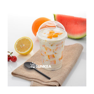 Vaso de plástico transparente desechable PP PET con cúpula y tapa plana - Product Image 1