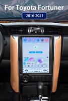 Reproductor de DVD para Auto con Pantalla Android Tesla de 12.1'' y Audio Estéreo para Toyota Fortuner 2016-2021, Carplay Inalámbrico, Pantalla Vertical