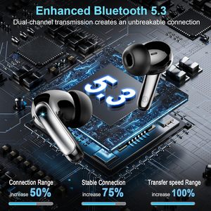 Auriculares inalámbricos Huien <span class=keywords><strong>Bluetooth</strong></span> 5,3 Auriculares con cancelación de ruido Auriculares estéreo HiFi Auriculares deportivos impermeables <span class=keywords><strong>Android</strong></span> - Product Image 2