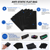 Bolsas Planas Negras Personalizadas de PE Antiestático y a Prueba de Luz con Impresión en Huecograbado para Materiales Fotosensibles, Empaque para Cartuchos de Tóner
