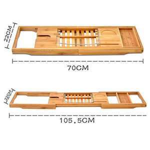 Estante telescópico multifuncional de madera maciza para bañera, bandeja de soporte plana para baño, estante esquinero, fabricante de estantes de almacenamiento para bañera - Product Image 1