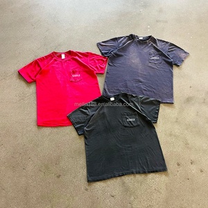 T-shirt personnalisé effet vieilli 100 % coton col rond délavé soleil pour homme, léger, confortable, coupe ample et carrée - Product Image 1