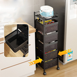 Estante de almacenamiento de acero giratorio, carrito cuadrado multifuncional para verduras, cesta de frutas, cocina - Product Image 4
