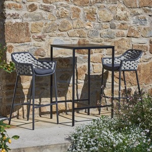Conjunto de Taburetes de <span class=keywords><strong>Bar</strong></span> de Aluminio y Cuerda para Resort de Lujo, Sillas de <span class=keywords><strong>Bar</strong></span> y Barra para Restaurantes Comerciales al Aire Libre - Product Image 4