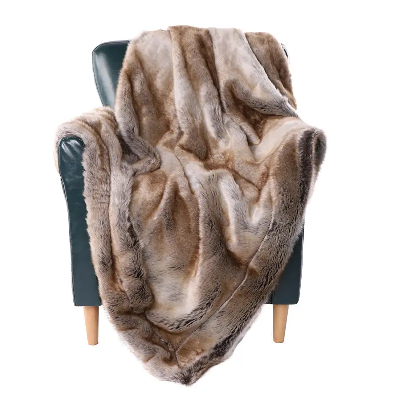 Wholesale Luxury Designer Thick Plush Soft Faux Fur Throw Blanket For Winter
