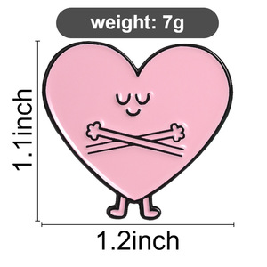 Spilla in smalto a forma di cuore rosa, simpatico personaggio a forma di cuore, distintivo da bavero a forma di cuore, spilla a cuore Kawaii <span class=keywords><strong>per</strong></span> zaini e giacche - Product Image 6