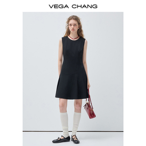 VEGA CHANG 2026 Nuevo Vestido Mini Negro sin Mangas con Cuello Redondo, Minimalista y Versátil para Fiestas de Primavera y Uso Diario - Product Image 2