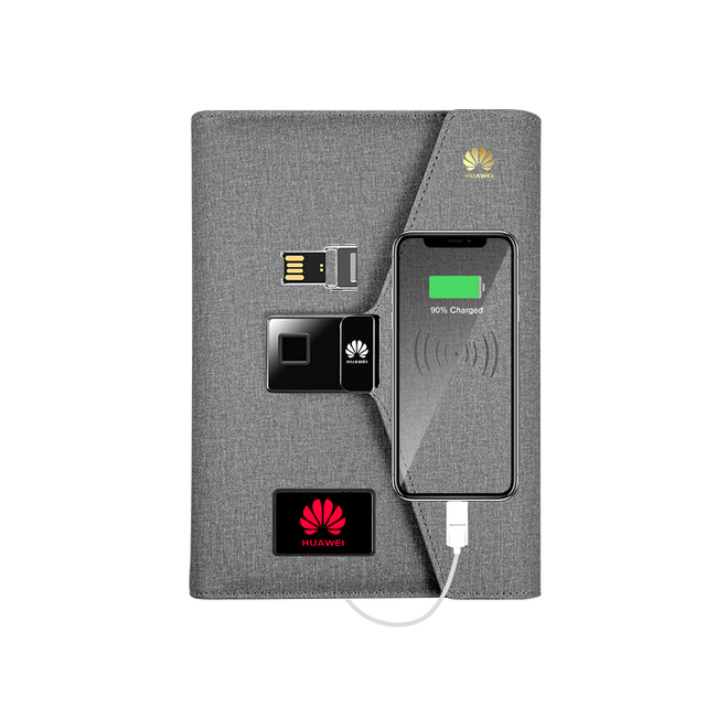 Hot Selling A5 Business Writing Book Loose-leaf Planner Reusable Smart Wireless Charging Notebook with Powerbank Usb and Pen Set