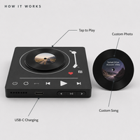 Boîte à musique NFC, aimant de réfrigérateur, lecteur de disque vinyle personnalisé avec photo, appuyez pour jouer, chansons remplaçables, cadeau musical pour la Saint-Valentin, Noël