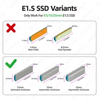 Carte adaptateur JEYI PCIe 5.0 vers NVMe Ruler 2U GEN-Z EDSFF 128 Gbit/s compatible X4/X8/X16 avec SSD E1.S et dissipateur thermique PM9A3 PM9D3 P5801X