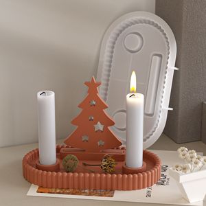DIY Ovale Rayé Bougie Plateau Colle <span class=keywords><strong>Moule</strong></span> De Noël Plâtre <span class=keywords><strong>Bougeoir</strong></span> Présentoir <span class=keywords><strong>Moule</strong></span> En Silicone - Product Image 5