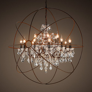 110cm di ferro rustico americano Villa casa Foyer decorativo campagna 18 luci ORB giroscopio di cristallo lampadario <span class=keywords><strong>per</strong></span> <span class=keywords><strong>ingresso</strong></span> - Product Image 1
