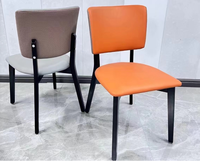 Chaise de salle à manger en bois massif, chaise à dossier pour la maison et le restaurant, style minimaliste moderne nordique, décontractée, sans accoudoirs, revêtement en cuir PU