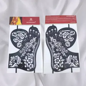 Reusable natural Stencil henna Tattoo Stencil face Paint temporary tattoo black body art sticker waterproof