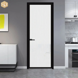 Porte battante en alliage d'aluminium de conception moderne de bonne qualité pour villa, porte intérieure en verre, surface finie coupe-vent - Product Image 4