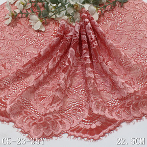 ลูกไม้<span class=keywords><strong>ฝรั่งเศส</strong></span>สีดำยืดได้ขนาด 22 ซม. ลายดอกไม้นุ่มนวล หลายสี ลูกไม้ชานทิลลี่แบบขนตา แต่งด้วยด้ายสีเงินเมทัลลิก สำหรับชุดชั้นใน - Product Image 6