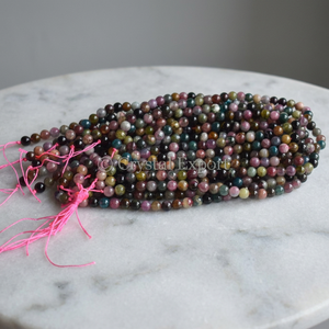 ลูกปัดพลอยทัวร์มาลีนทรงกลมแบบขายส่งเป็นเส้น |   Crystalexport.com รุ่น A-Beads-039 หลายสี ผลิตจากกูร์การัต - Product Image 3