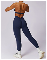 Set Yoga 2 Potong Berkualitas Tinggi, Bahan Solid Bernapas, Pengangkat Bokong, Pakaian Olahraga Wanita Pinggang Tinggi, Baju Senam Aktif, Setelan Workout Panjang