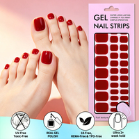 Autocollants pour ongles de pieds en gel, couleur gelée solide, sans HEMA, non toxiques, longue durée, imperméables, séchage rapide, personnalisables, sans lampe UV, pour usage domestique DIY